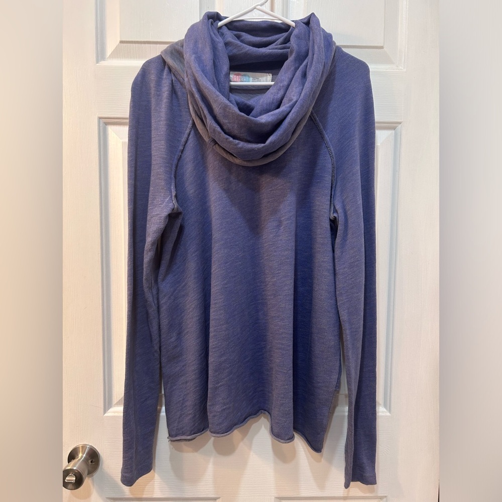 FREE PEOPLE BEACH Two Body Corps Oversized Cotton Long Sleeve Top Sz S/M Purple